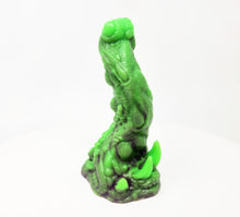 Load image into Gallery viewer, A coated color "Doomstick" tentacle themed adult toy shown from the side on a white background.