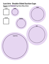 Load image into Gallery viewer, Printable sizing chart of the suction cup sizes in their normal and flattened states.