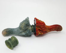 Load image into Gallery viewer, Two Mosswood Dragon adult toys together base to base with a Double-Sided Suction Cup and another suction cup off to the side