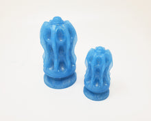 Load image into Gallery viewer, Glittery blue Thruster Suction Cup Handles in sizes Large/Large and Medium/Medium on a white background