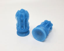 Load image into Gallery viewer, Two glittery blue Thruster Suction Cup Handles in Medium/Medium sizing on a white background