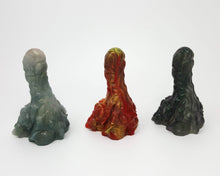 Load image into Gallery viewer, Group side-by-side image of all three original colors for the Mosswood Dragon fantasy-themed adult toy on a white background