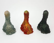 Load image into Gallery viewer, Group side-by-side image of all three original colors for the Mosswood Dragon fantasy-themed adult toy on a white background