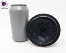 Load image into Gallery viewer, Preview photo showing the suction cup base underside of a pre-made Tentacle adult toy next to a standard size soda can for scale