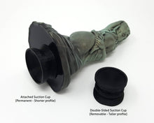 Load image into Gallery viewer, Mermaid fantasy adult toy shown with an Attached Suction Cup base next to a Double-Sided Suction Cup