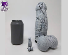 Load image into Gallery viewer, Preview photo of pre-made toy and mini charm next to a standard size soda can for scale