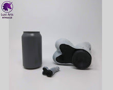 Load image into Gallery viewer, Preview photo of pre-made toy and mini charm next to a standard size soda can for scale