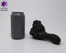 Load image into Gallery viewer, Preview photo of Mosswood Dragon pre-made toy next to a standard size soda can for scale