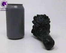 Load image into Gallery viewer, Preview photo of Mosswood Dragon pre-made toy next to a standard size soda can for scale
