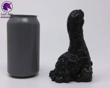 Load image into Gallery viewer, Preview photo of Mosswood Dragon pre-made toy next to a standard size soda can for scale