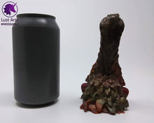 Load image into Gallery viewer, Preview photo rotating around a pre-made Mosswood Dragon adult toy next to a standard size soda can for scale