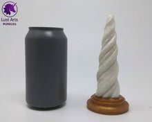Load image into Gallery viewer, Photo of a Unicorn Horn insertable toy next to a soda can for scale on an off-white background