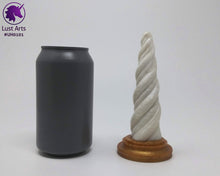 Load image into Gallery viewer, Photo of a Unicorn Horn insertable toy next to a soda can for scale on an off-white background