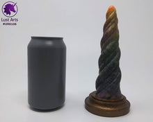Load image into Gallery viewer, Photo of a Unicorn Horn insertable toy next to a soda can for scale on an off-white background