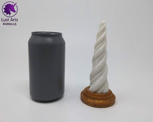 Load image into Gallery viewer, Photo of a Unicorn Horn insertable toy next to a soda can for scale on an off-white background
