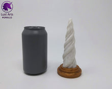 Load image into Gallery viewer, Photo of a Unicorn Horn insertable toy next to a soda can for scale on an off-white background
