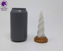 Load image into Gallery viewer, Photo of a Unicorn Horn insertable toy next to a soda can for scale on an off-white background