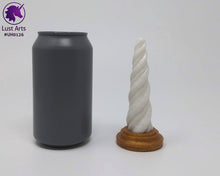Load image into Gallery viewer, Photo of a Unicorn Horn insertable toy next to a soda can for scale on an off-white background