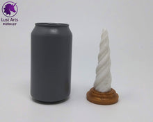Load image into Gallery viewer, Photo of a Unicorn Horn insertable toy next to a soda can for scale on an off-white background
