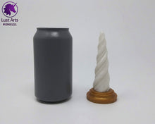 Load image into Gallery viewer, Photo of a Unicorn Horn insertable toy next to a soda can for scale on an off-white background