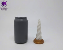Load image into Gallery viewer, Photo of a Unicorn Horn insertable toy next to a soda can for scale on an off-white background