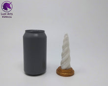 Load image into Gallery viewer, Photo of a Unicorn Horn insertable toy next to a soda can for scale on an off-white background