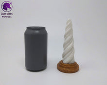 Load image into Gallery viewer, Photo of a Unicorn Horn insertable toy next to a soda can for scale on an off-white background
