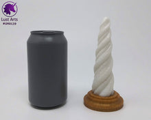 Load image into Gallery viewer, Photo of a Unicorn Horn insertable toy next to a soda can for scale on an off-white background