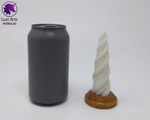 Load image into Gallery viewer, Photo of a Unicorn Horn insertable toy next to a soda can for scale on an off-white background