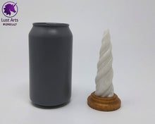Load image into Gallery viewer, Photo of a Unicorn Horn insertable toy next to a soda can for scale on an off-white background