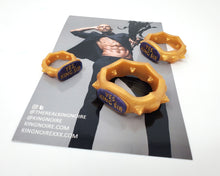 Load image into Gallery viewer, Three Edging Body Bands, one of each size, with inlaid text "YES, KING SIR" on a King Noire printed insert on an off-white background.