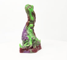 Load image into Gallery viewer, A three color marble &quot;Doomstick&quot; tentacle themed adult toy shown from the side on a white background.
