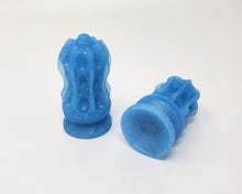 Load image into Gallery viewer, Two glittery blue Thruster Suction Cup Handles in Medium/Medium sizing on a white background
