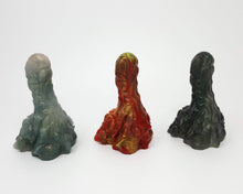 Load image into Gallery viewer, Group side-by-side image of all three original colors for the Mosswood Dragon fantasy-themed adult toy on a white background
