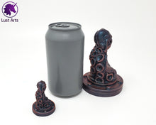 Load image into Gallery viewer, Preview photo rotating around a pre-made Tentacle adult toy next to a standard size soda can and mini charm toy for scale
