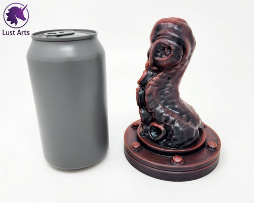 Preview photo rotating around a pre-made Tentacle adult toy next to a standard size soda can for scale