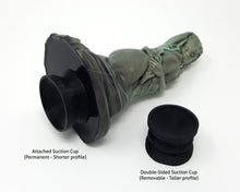 Load image into Gallery viewer, Mermaid fantasy adult toy shown with an Attached Suction Cup base next to a Double-Sided Suction Cup
