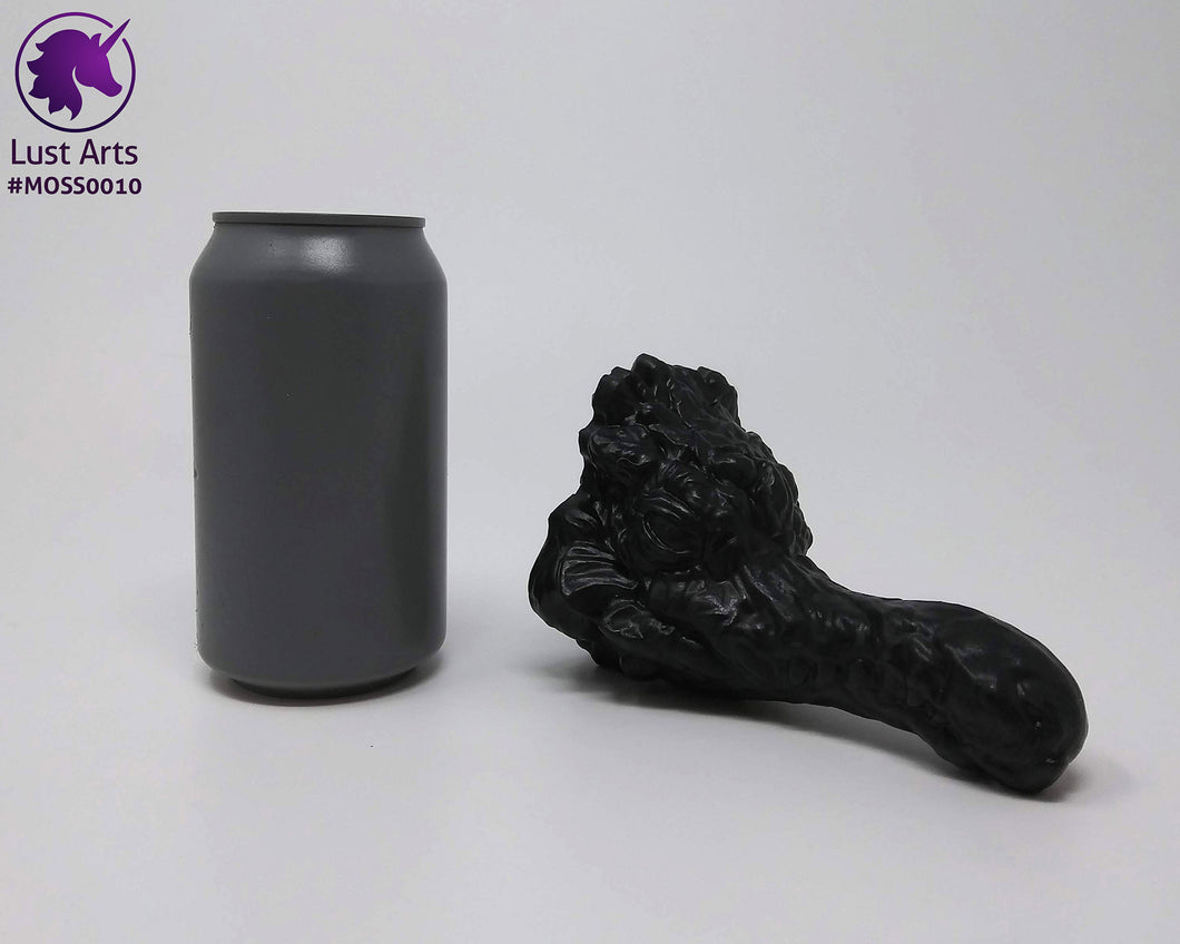 Preview photo of Mosswood Dragon pre-made toy next to a standard size soda can for scale
