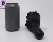 Load image into Gallery viewer, Preview photo of Mosswood Dragon pre-made toy next to a standard size soda can for scale
