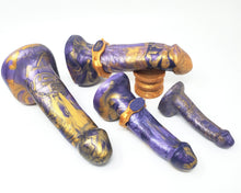 Load image into Gallery viewer, King Noire and FEMDOM collection solid, marbled insertable toys on a white background
